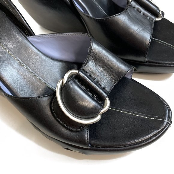 COLE HAAN Nike Air Black Leather Heels Shoes - Picture 2 of 7